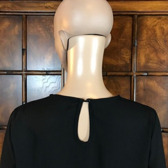 NWOT Black Tie Front Blouson Sleeve Keyhole Neck Top - Picture 7 of 8